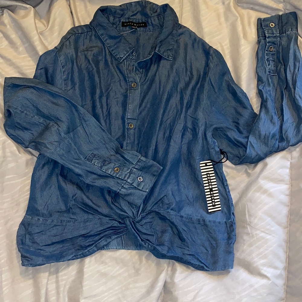 Women’s blouses long sleeve blue L